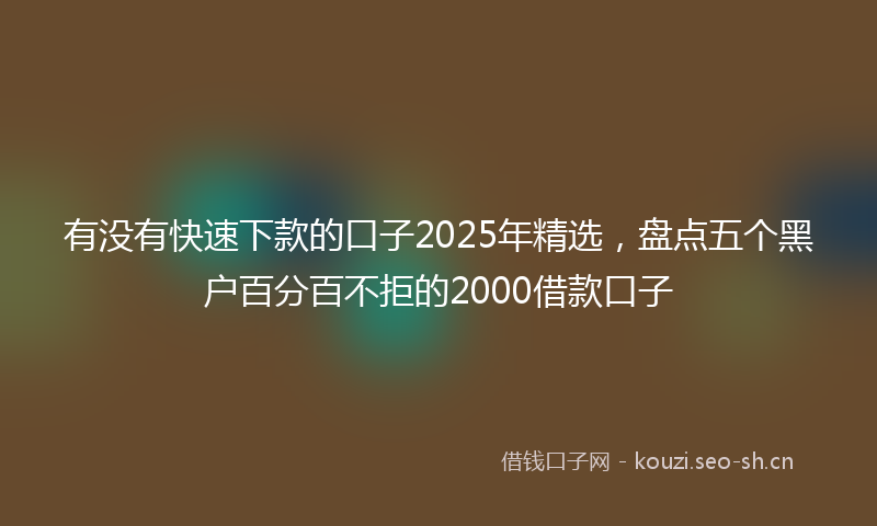 有没有快速下款的口子2025年精选，盘点五个黑户百分百不拒的2000借款口子