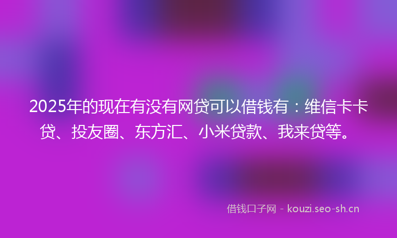 2025年的现在有没有网贷可以借钱有：维信卡卡贷、投友圈、东方汇、小米贷款、我来贷等。