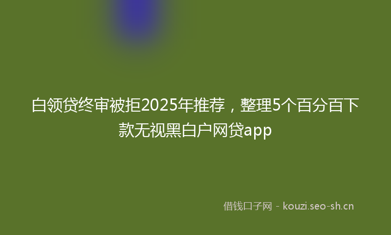 白领贷终审被拒2025年推荐，整理5个百分百下款无视黑白户网贷app