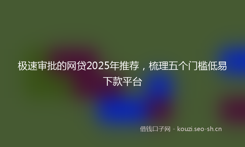 极速审批的网贷2025年推荐，梳理五个门槛低易下款平台