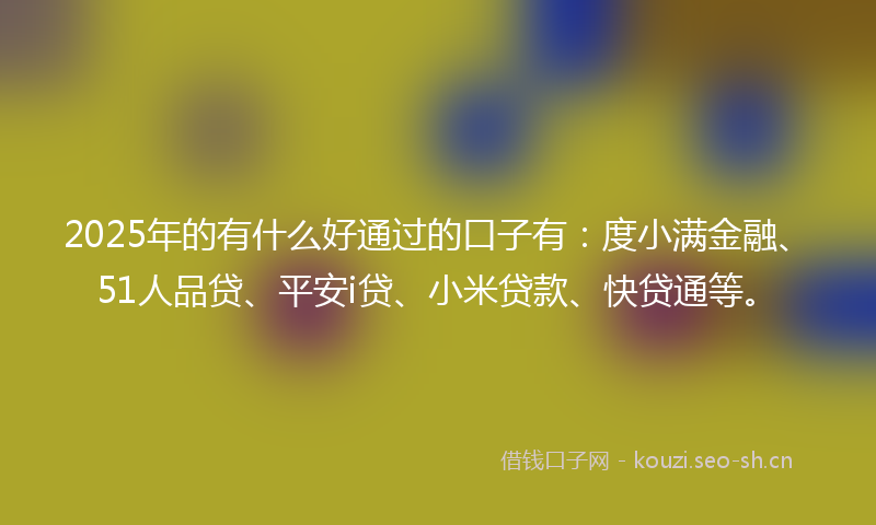 2025年的有什么好通过的口子有：度小满金融、51人品贷、平安i贷、小米贷款、快贷通等。
