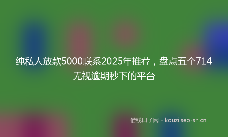 纯私人放款5000联系2025年推荐，盘点五个714无视逾期秒下的平台