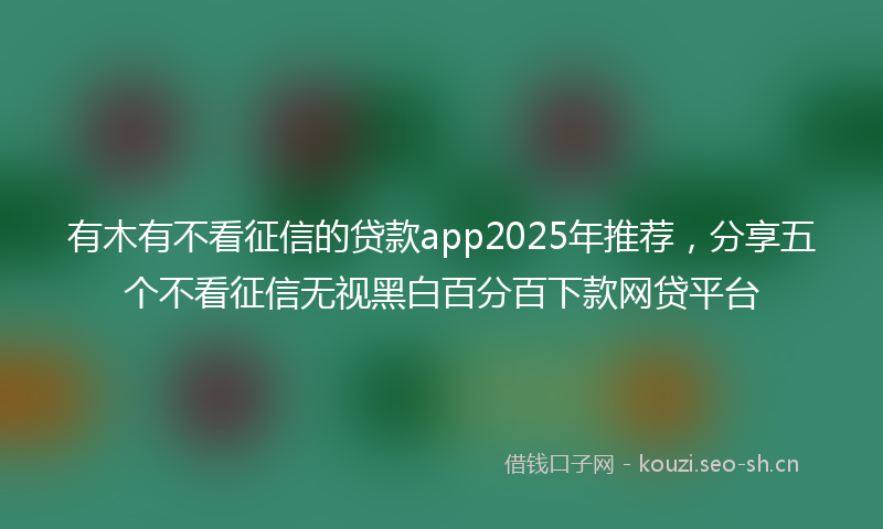 有木有不看征信的贷款app2025年推荐，分享五个不看征信无视黑白百分百下款网贷平台