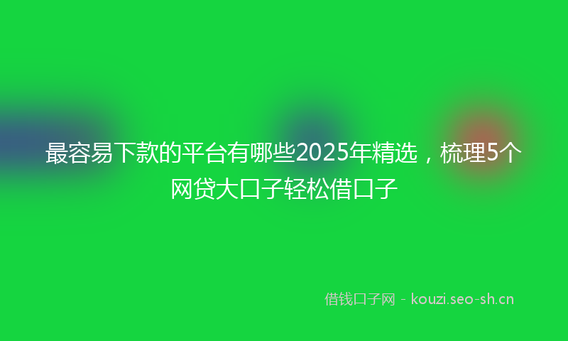 最容易下款的平台有哪些2025年精选，梳理5个网贷大口子轻松借口子