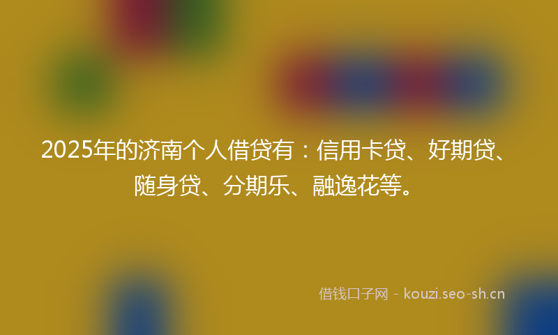 2025年的济南个人借贷有：信用卡贷、好期贷、随身贷、分期乐、融逸花等。