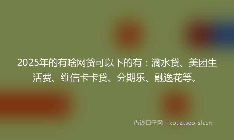 2025年的有啥网贷可以下的有：滴水贷、美团生活费、维信卡卡贷、分期乐、融逸花等。