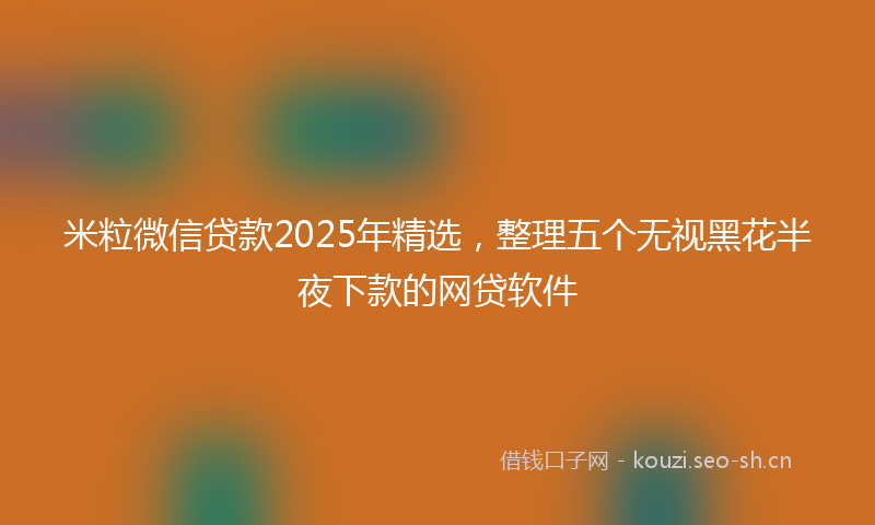 米粒微信贷款2025年精选，整理五个无视黑花半夜下款的网贷软件