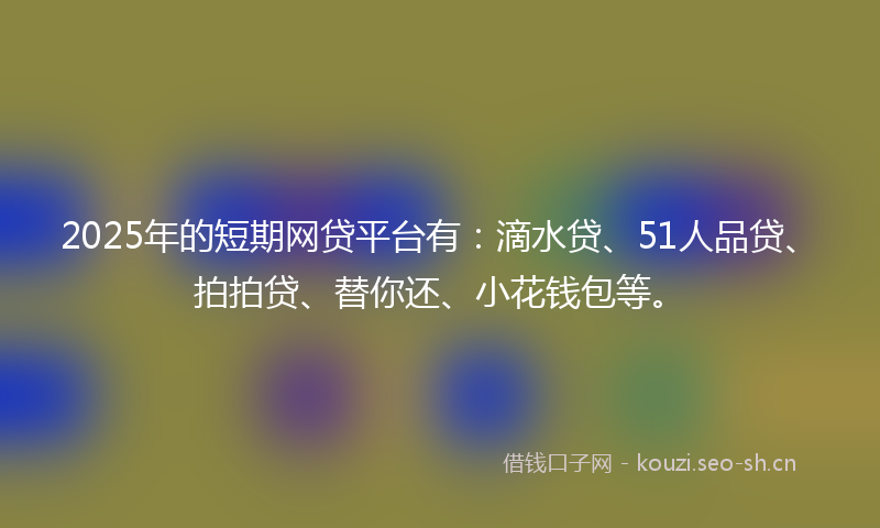 2025年的短期网贷平台有：滴水贷、51人品贷、拍拍贷、替你还、小花钱包等。
