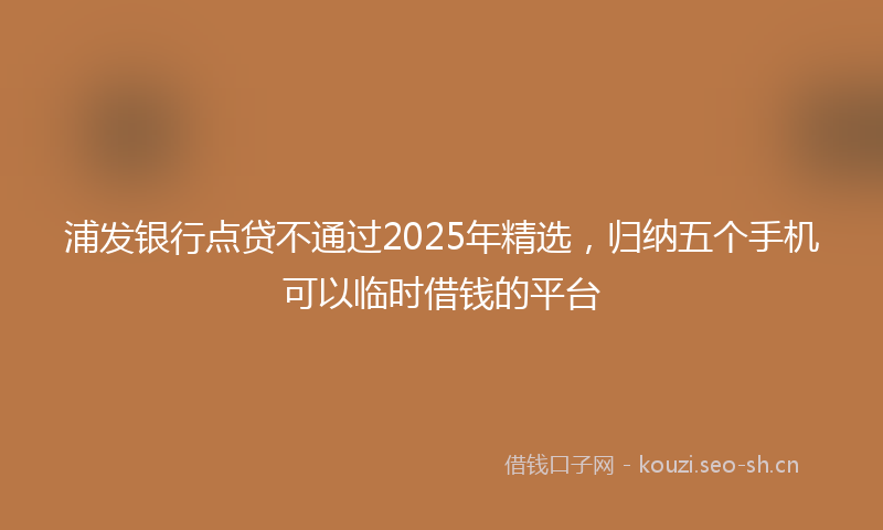 浦发银行点贷不通过2025年精选，归纳五个手机可以临时借钱的平台