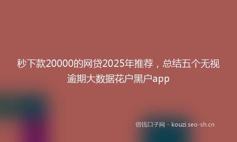 秒下款20000的网贷2025年推荐，总结五个无视逾期大数据花户黑户app