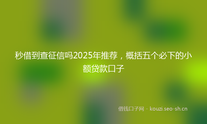 秒借到查征信吗2025年推荐，概括五个必下的小额贷款口子
