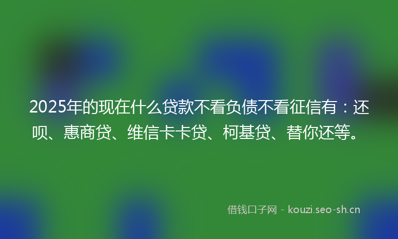 2025年的现在什么贷款不看负债不看征信有：还呗、惠商贷、维信卡卡贷、柯基贷、替你还等。