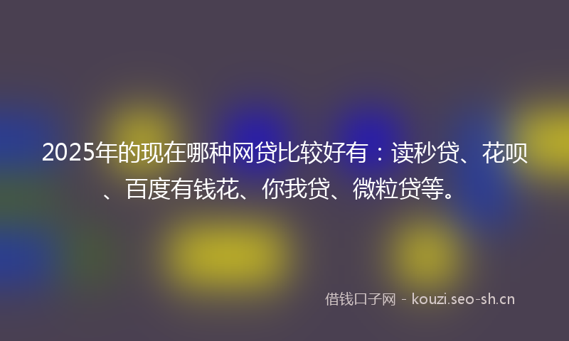 2025年的现在哪种网贷比较好有：读秒贷、花呗、百度有钱花、你我贷、微粒贷等。