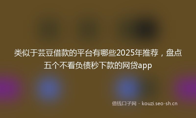 类似于芸豆借款的平台有哪些2025年推荐，盘点五个不看负债秒下款的网贷app