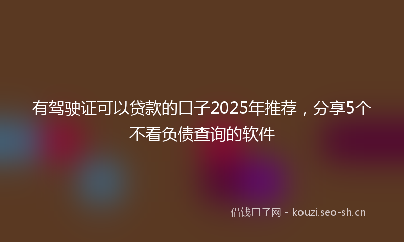 有驾驶证可以贷款的口子2025年推荐，分享5个不看负债查询的软件