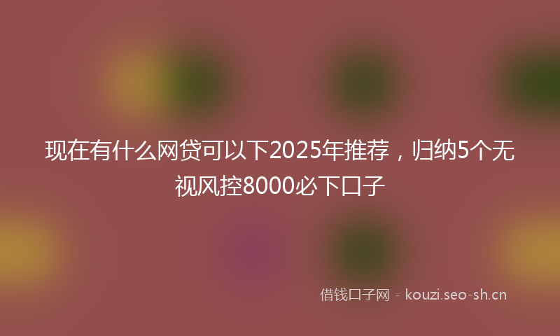 现在有什么网贷可以下2025年推荐，归纳5个无视风控8000必下口子