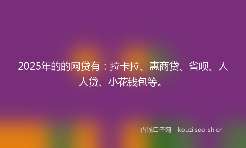 2025年的的网贷有：拉卡拉、惠商贷、省呗、人人贷、小花钱包等。