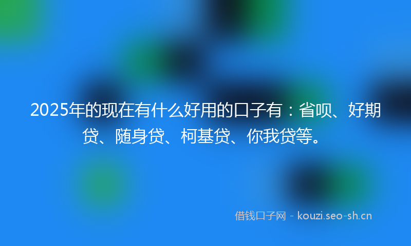 2025年的现在有什么好用的口子有：省呗、好期贷、随身贷、柯基贷、你我贷等。