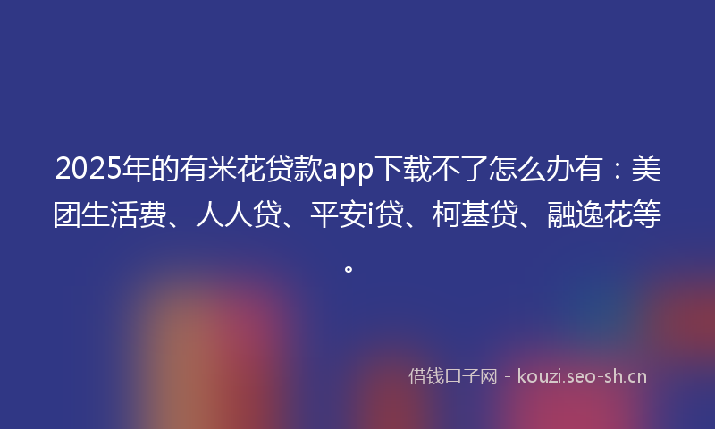2025年的有米花贷款app下载不了怎么办有：美团生活费、人人贷、平安i贷、柯基贷、融逸花等。