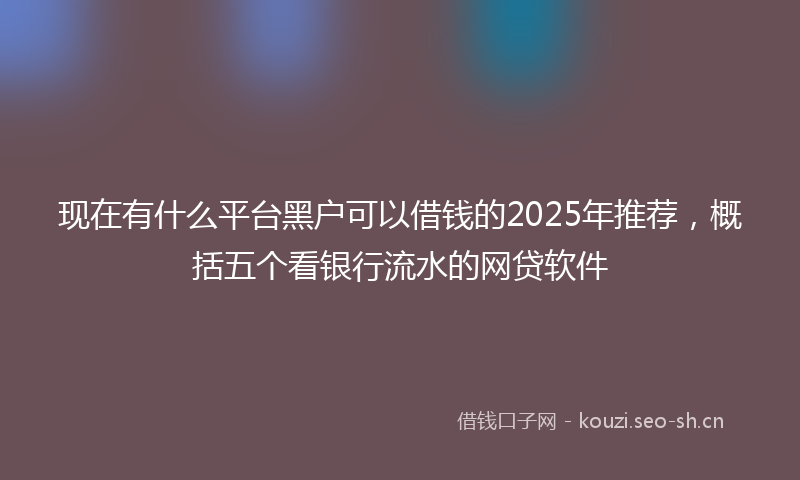 现在有什么平台黑户可以借钱的2025年推荐，概括五个看银行流水的网贷软件