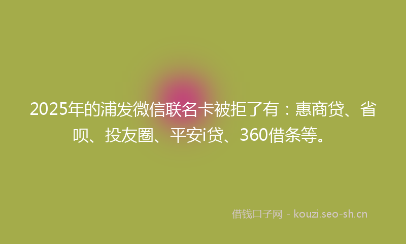 2025年的浦发微信联名卡被拒了有：惠商贷、省呗、投友圈、平安i贷、360借条等。