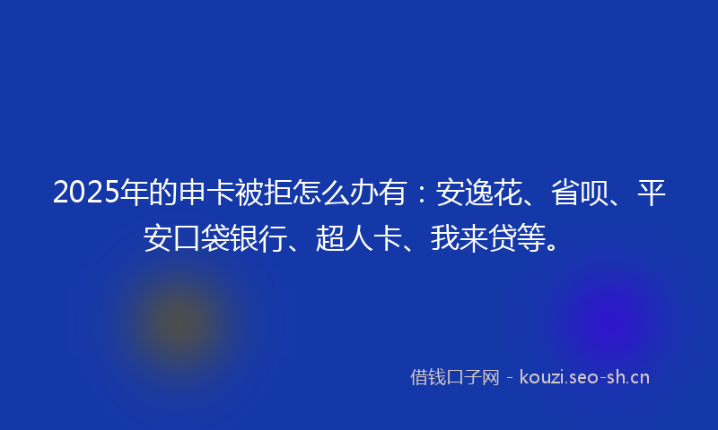 2025年的申卡被拒怎么办有：安逸花、省呗、平安口袋银行、超人卡、我来贷等。