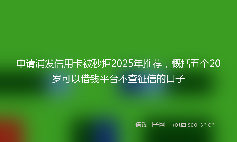 申请浦发信用卡被秒拒2025年推荐，概括五个20岁可以借钱平台不查征信的口子
