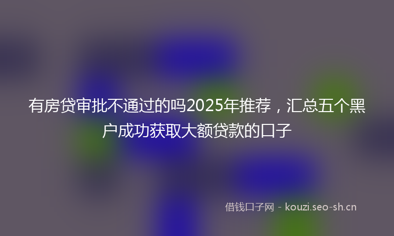 有房贷审批不通过的吗2025年推荐，汇总五个黑户成功获取大额贷款的口子