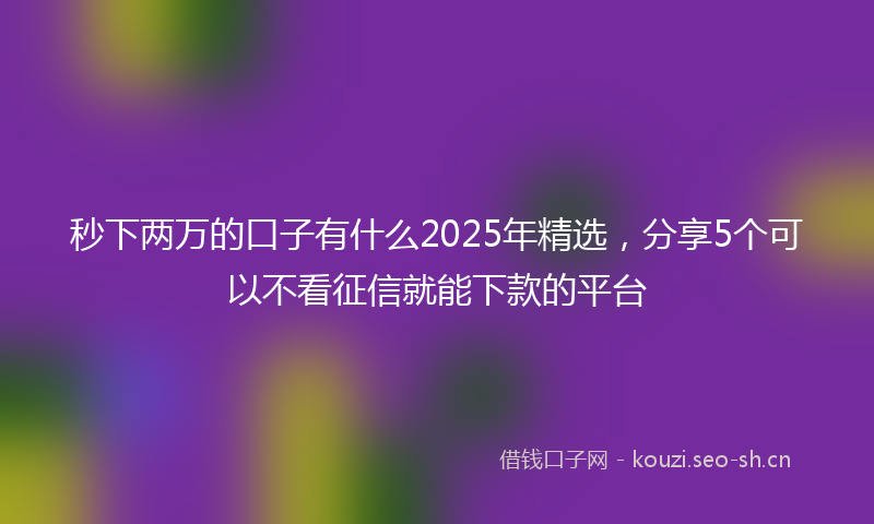 秒下两万的口子有什么2025年精选，分享5个可以不看征信就能下款的平台