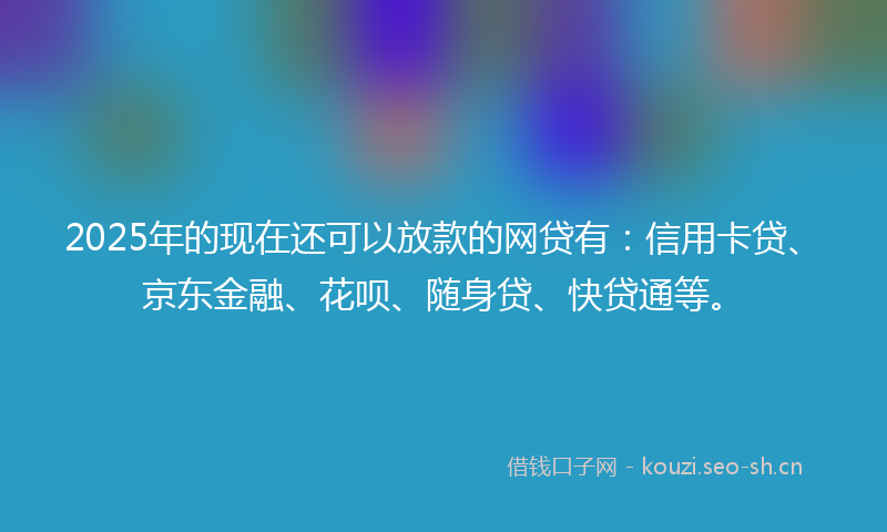 2025年的现在还可以放款的网贷有：信用卡贷、京东金融、花呗、随身贷、快贷通等。