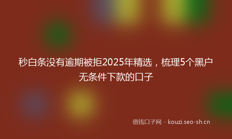 秒白条没有逾期被拒2025年精选，梳理5个黑户无条件下款的口子