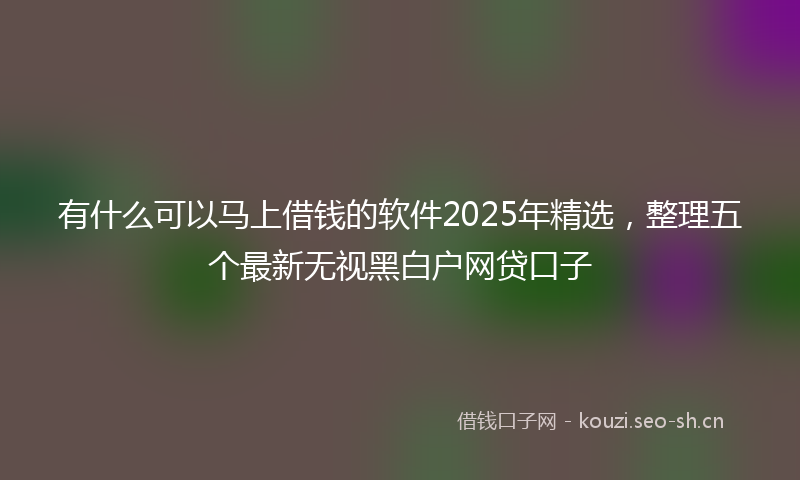 有什么可以马上借钱的软件2025年精选，整理五个最新无视黑白户网贷口子