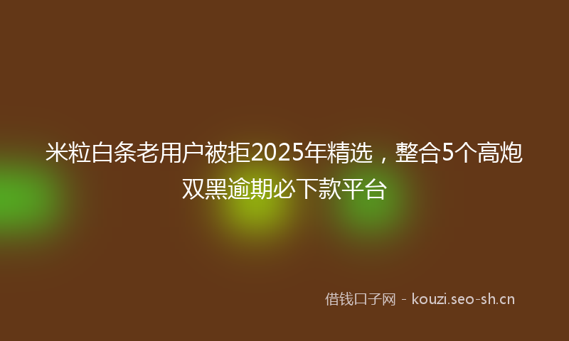 米粒白条老用户被拒2025年精选，整合5个高炮双黑逾期必下款平台