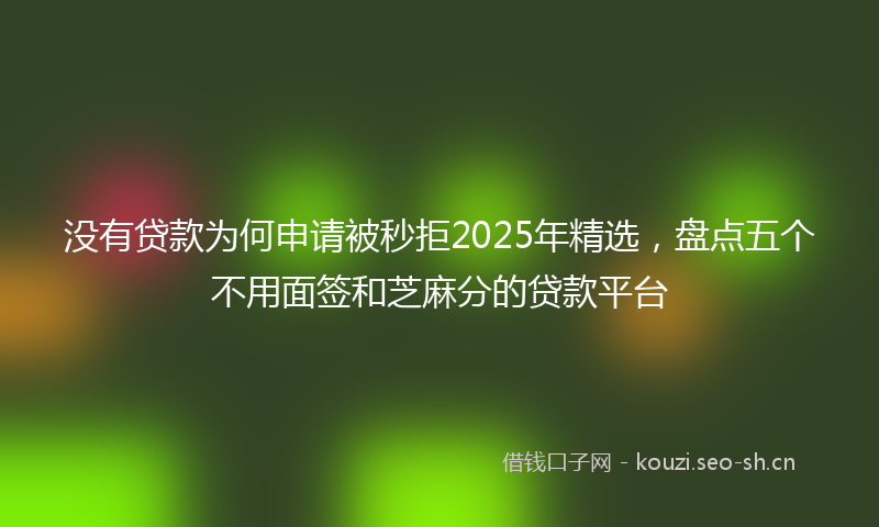 没有贷款为何申请被秒拒2025年精选，盘点五个不用面签和芝麻分的贷款平台