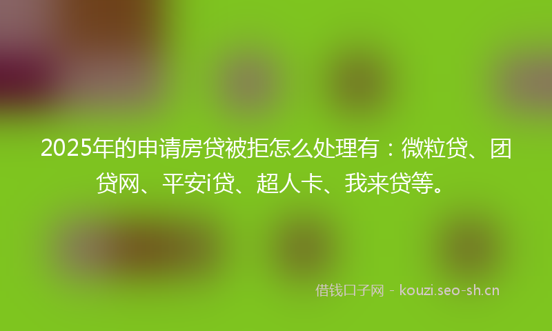 2025年的申请房贷被拒怎么处理有:微粒贷、团贷网、平安i贷、超人卡、我来贷等。