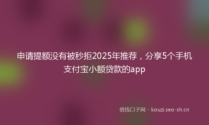 申请提额没有被秒拒2025年推荐，分享5个手机支付宝小额贷款的app