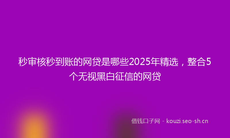 秒审核秒到账的网贷是哪些2025年精选，整合5个无视黑白征信的网贷