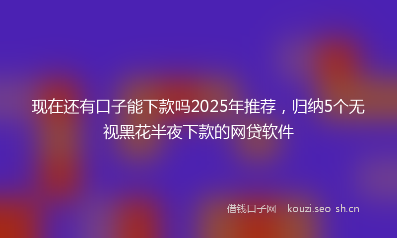 现在还有口子能下款吗2025年推荐,归纳5个无视黑花半夜下款的网贷软件