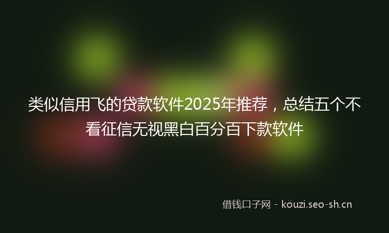 类似信用飞的贷款软件2025年推荐，总结五个不看征信无视黑白百分百下款软件