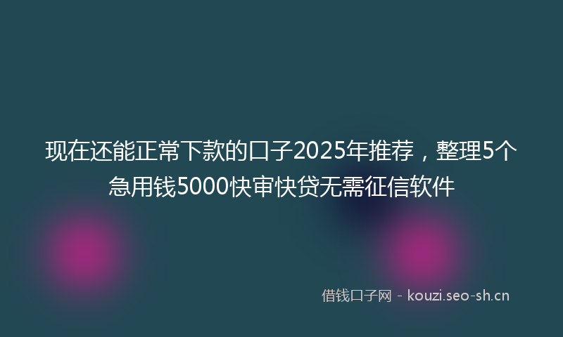 现在还能正常下款的口子2025年推荐，整理5个急用钱5000快审快贷无需征信软件
