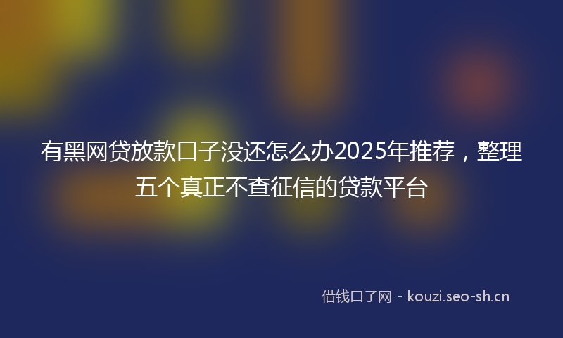 有黑网贷放款口子没还怎么办2025年推荐，整理五个真正不查征信的贷款平台