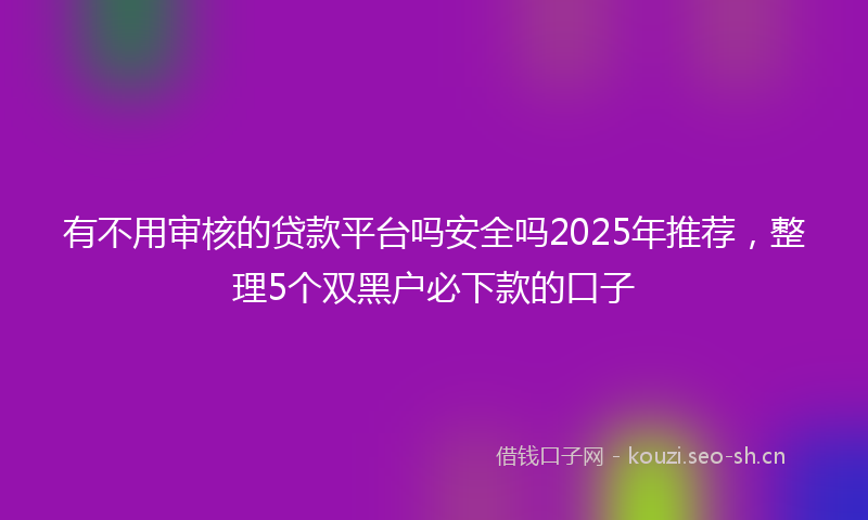 有不用审核的贷款平台吗安全吗2025年推荐，整理5个双黑户必下款的口子