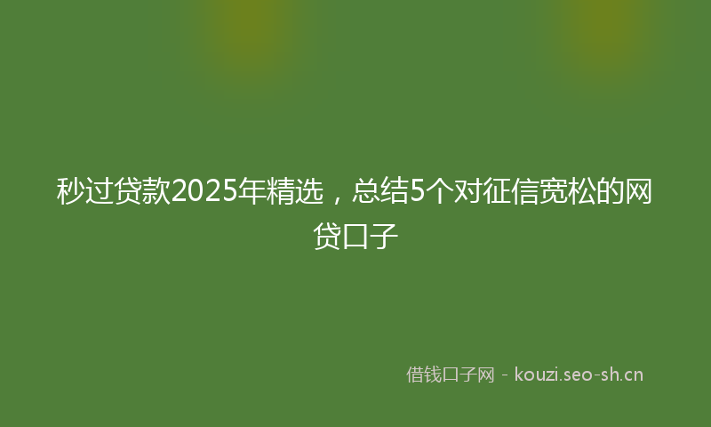 秒过贷款2025年精选，总结5个对征信宽松的网贷口子