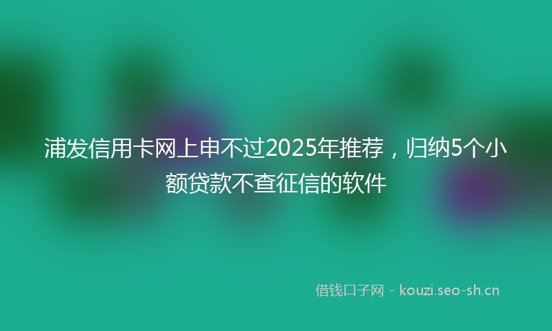 浦发信用卡网上申不过2025年推荐，归纳5个小额贷款不查征信的软件
