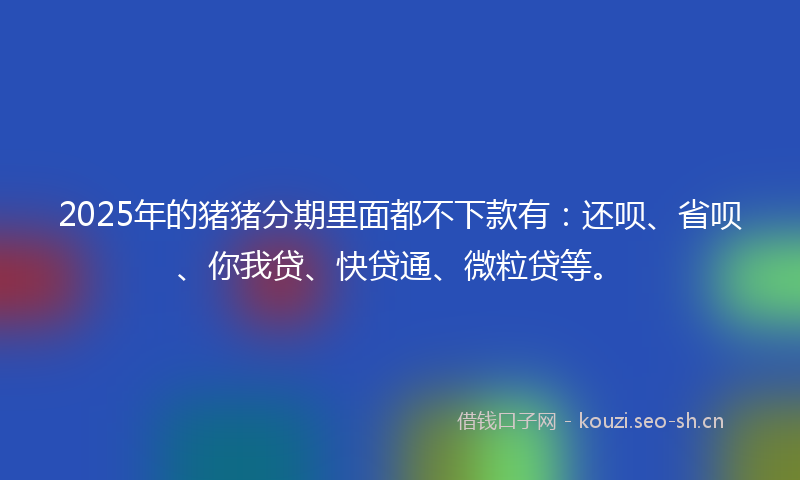 2025年的猪猪分期里面都不下款有：还呗、省呗、你我贷、快贷通、微粒贷等。