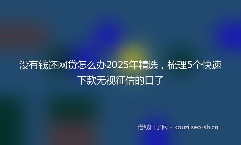 没有钱还网贷怎么办2025年精选，梳理5个快速下款无视征信的口子