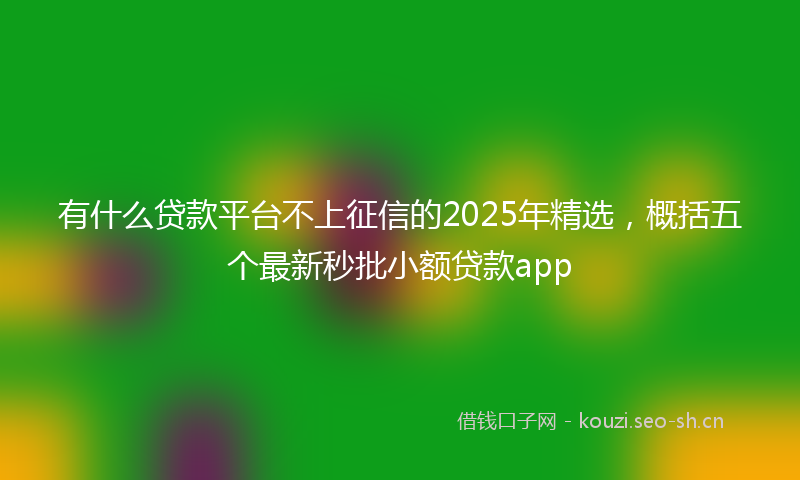 有什么贷款平台不上征信的2025年精选，概括五个最新秒批小额贷款app