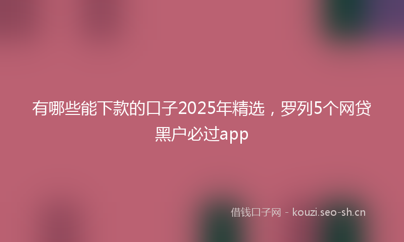 有哪些能下款的口子2025年精选，罗列5个网贷黑户必过app