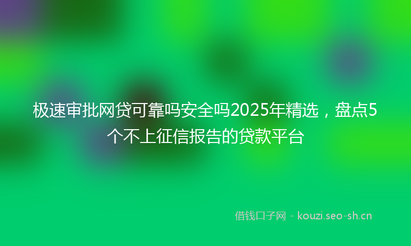 极速审批网贷可靠吗安全吗2025年精选，盘点5个不上征信报告的贷款平台