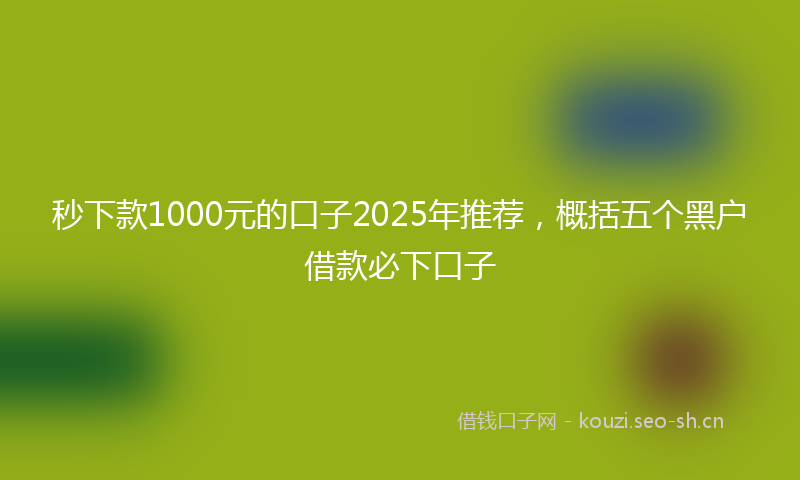 秒下款1000元的口子2025年推荐，概括五个黑户借款必下口子